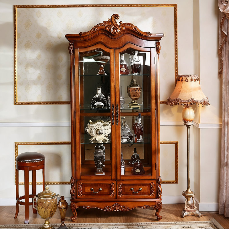 Vitrines en bois massif marron et verre