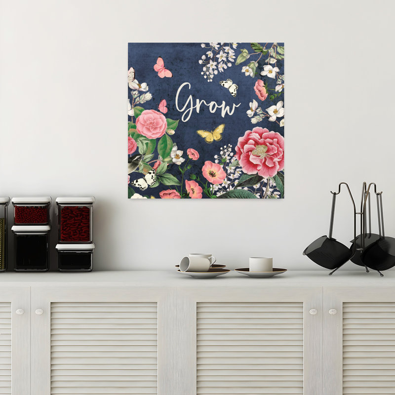 Indigo Garden III, art floral, H 18 po x l 18 po