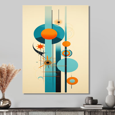 «Geometric Balance Blue Circular - Midcentury», art mural
