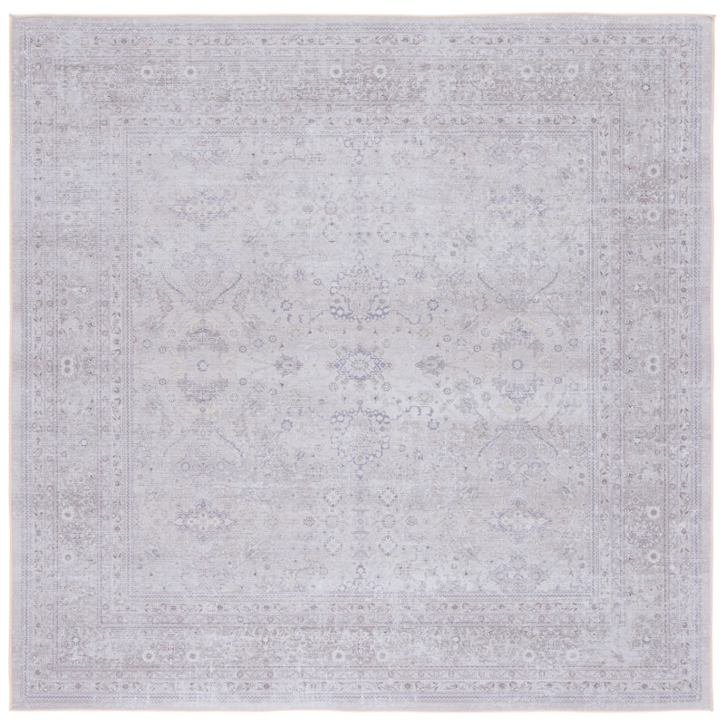 Ally Oriental Purple/Beige Area Rug, Square 8'