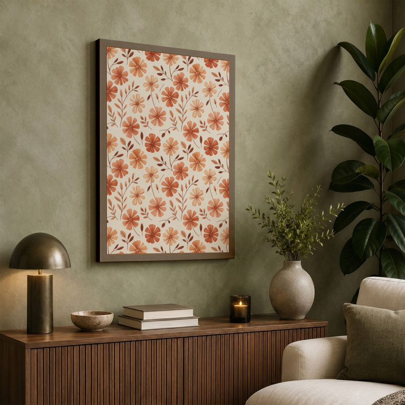 Scattered Warmth Botanical - Wrapped Canvas, 24x16 - 61.0 x 40.6 cm, Teal Border