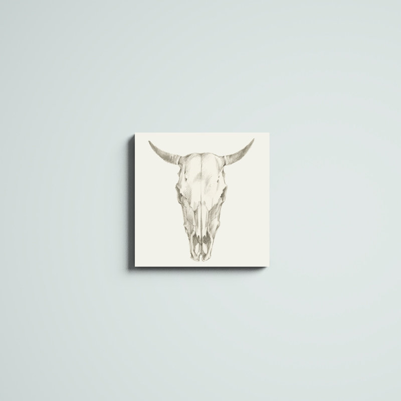 «Western Skull Mount I», peinture sur toile, H 20 po x l 20 po
