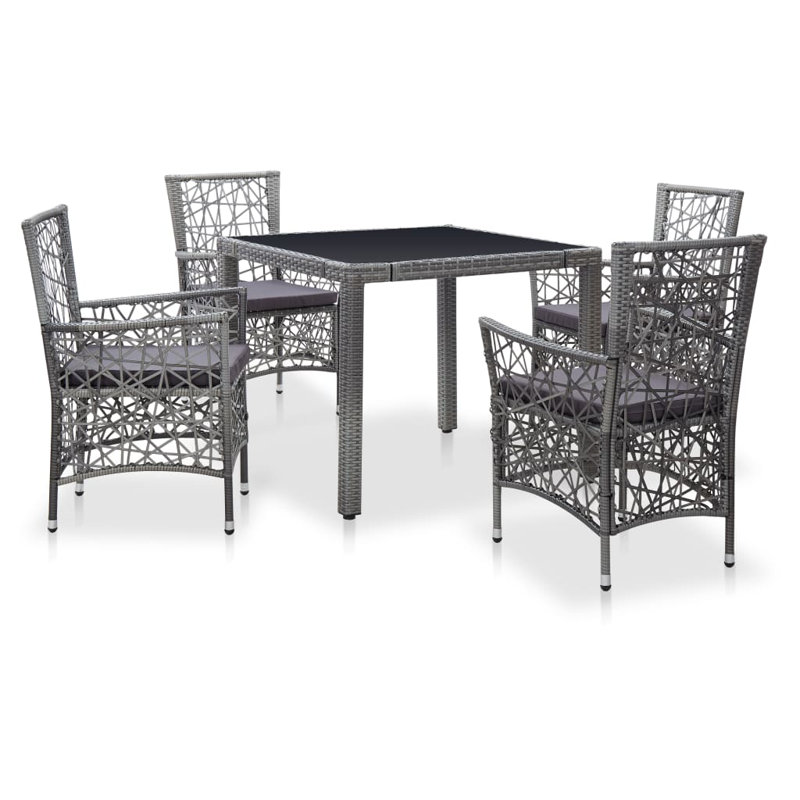 Burcin Square 4 - Person Dining Set with Cushions, Gray, 4