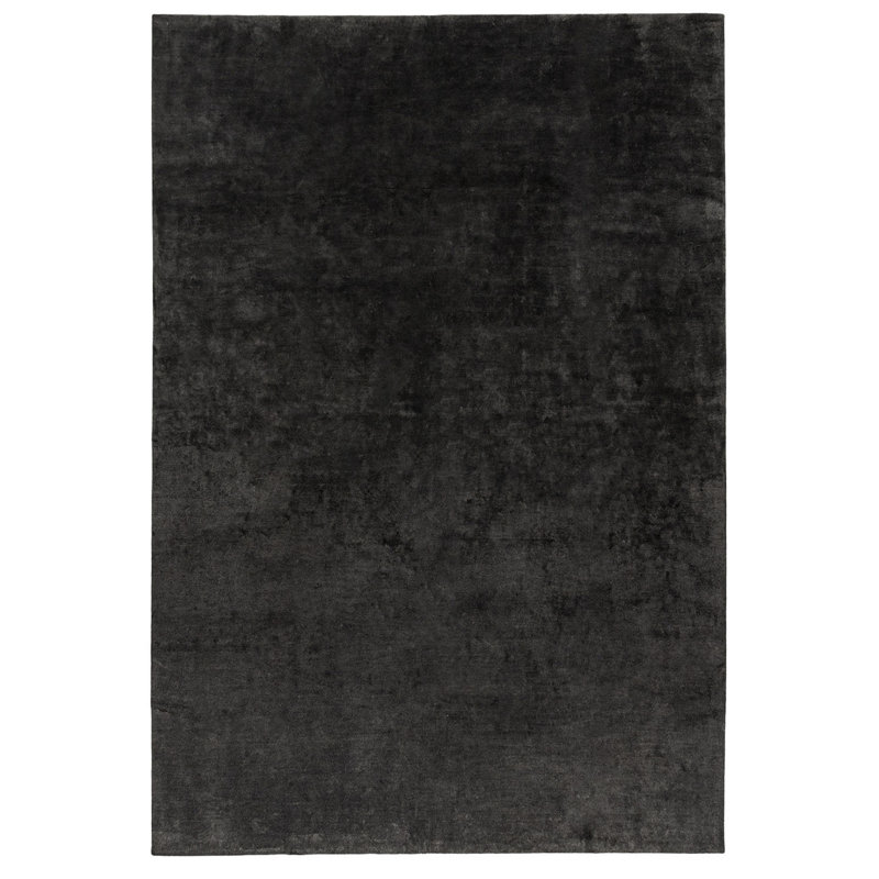 Linen Solid Area Rug in Charcoal