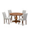 L'ensemble de table de salle à manger 5 pièces comprend une table de salle à manger ronde avec piédestal et 4 chaises Parsons en tissu de lin, noyer antique-1813999329-1813999328