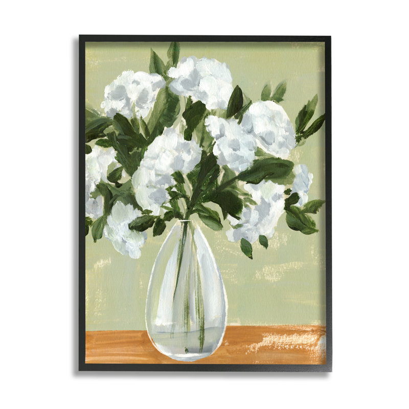 Arrangement floral blanc décontracté, Giclée encadrée noir minuit, H 20 po x l 16 po x P 1,5 po
