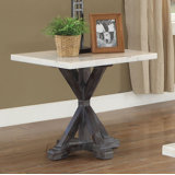 Moshannon 24" Espresso And White Faux Marble Square End Table