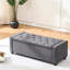 Banc de rangement pour chambre 48 po avec charnière, accoudoirs rembourrés en faux lin pour chambre à coucher, salon, vestibule, gris, design traditionnel américain, forme rectangulaire, siège mi-moelleux, rangement interne, carré