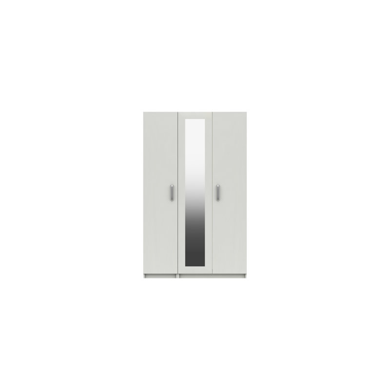 Narvaez 3 Door Manufactured Wood Wardrobe, White Gloss