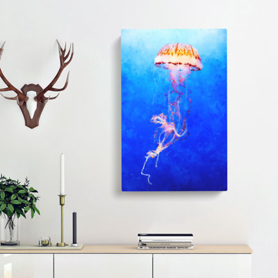 Orange Jellyfish - Wrapped Canvas