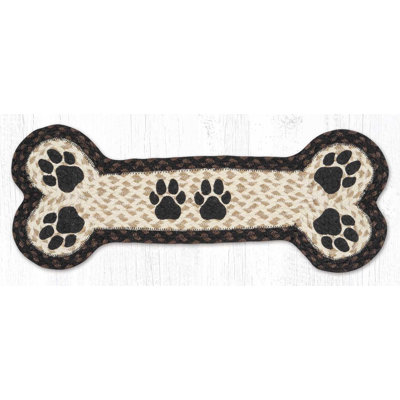 Earth Rugs Paw Prints Farmhouse Dog Bone Braided Handcrafted Jute Rug