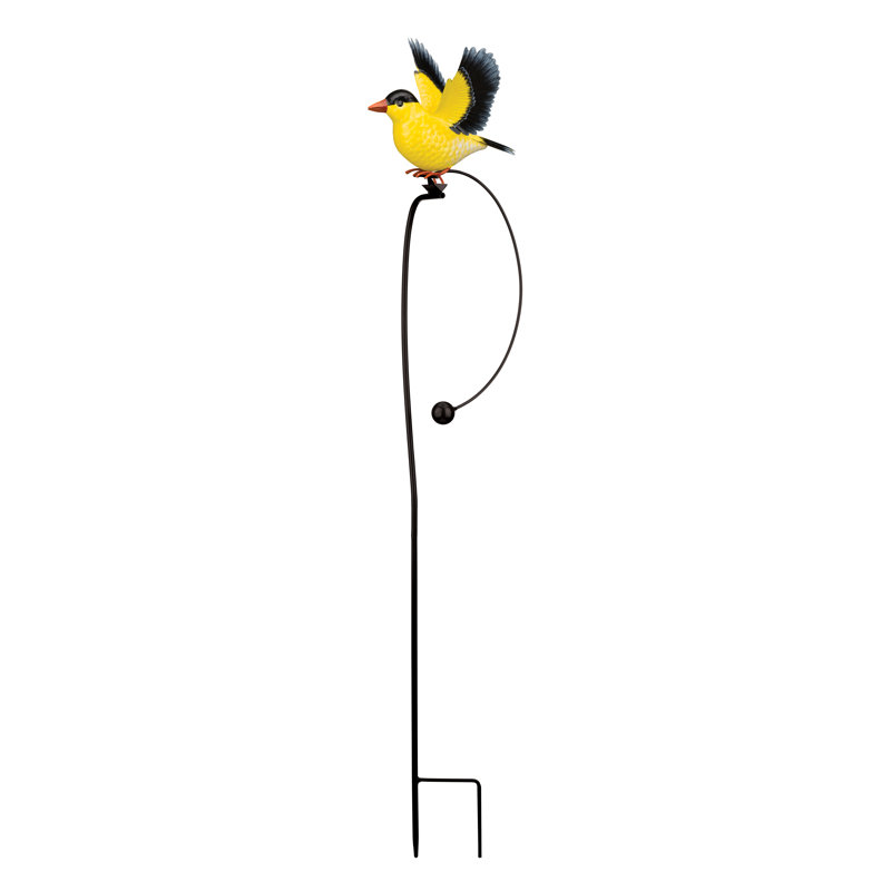 Gold Finch Metal Bird Garden Stake with Rocking Movement