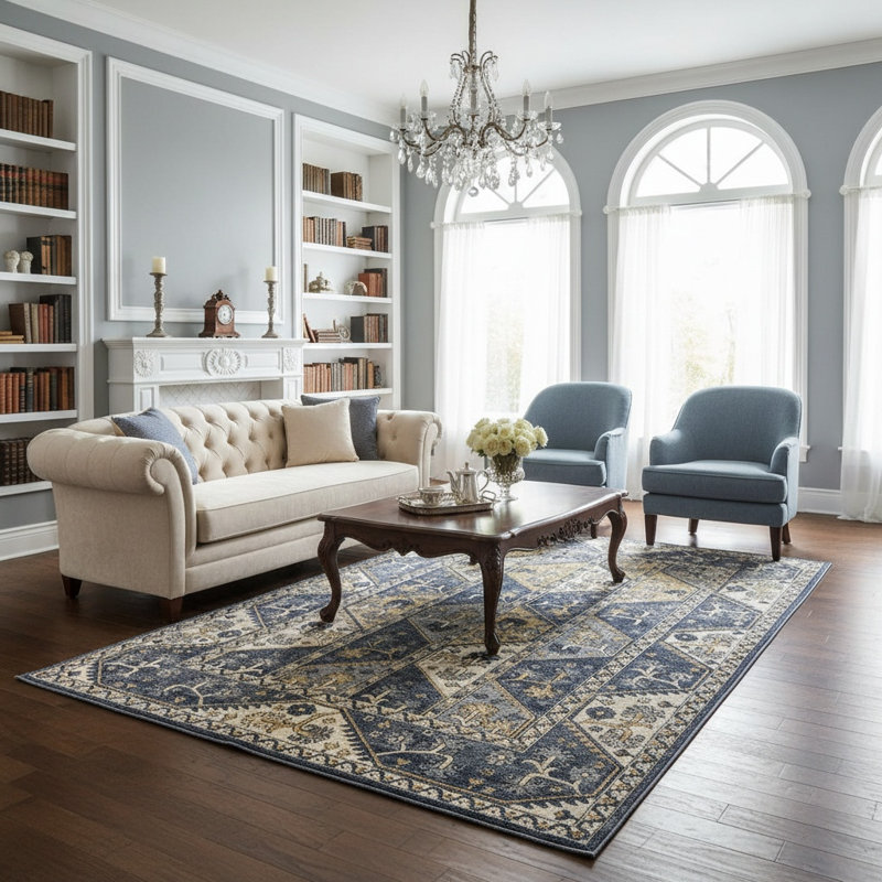 Tiled Border Area Rug