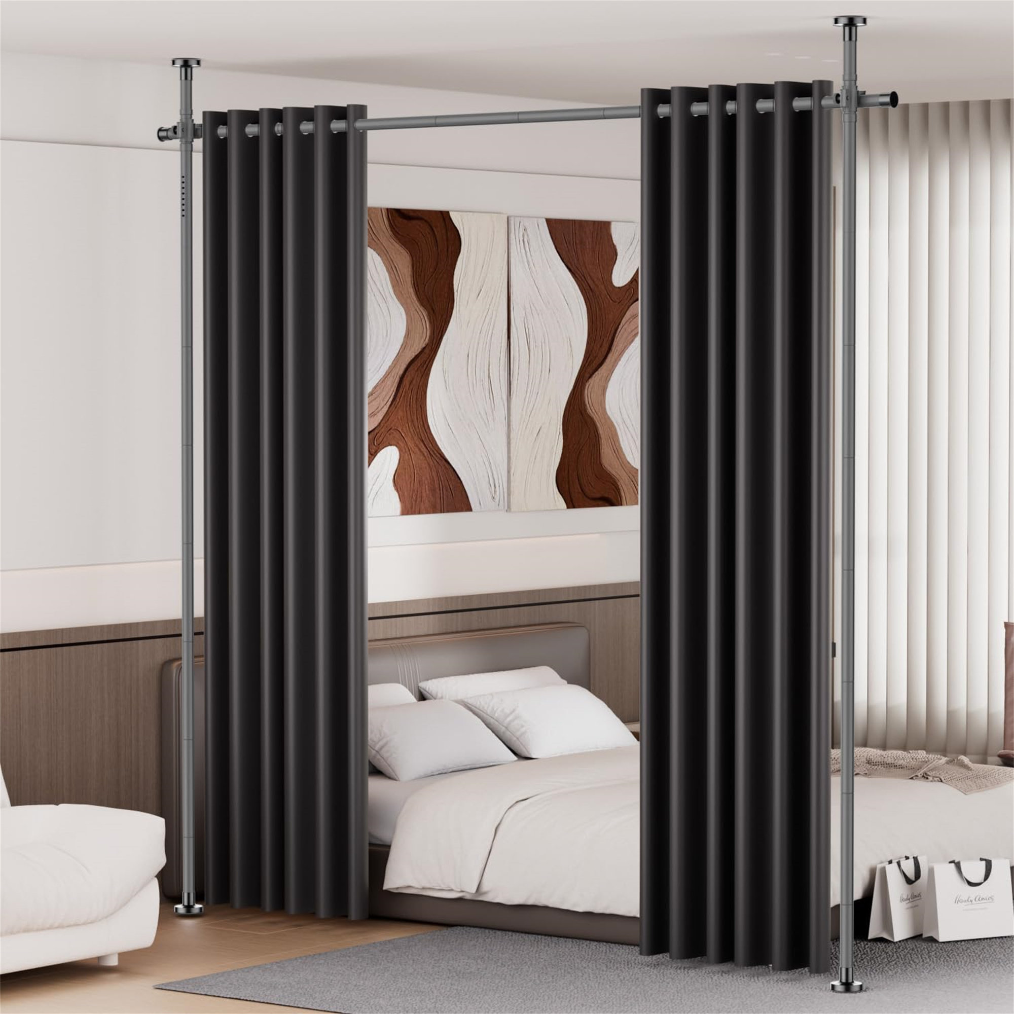 Rebrilliant Room Divider Curtain Rods That Don't Require Drilling ...