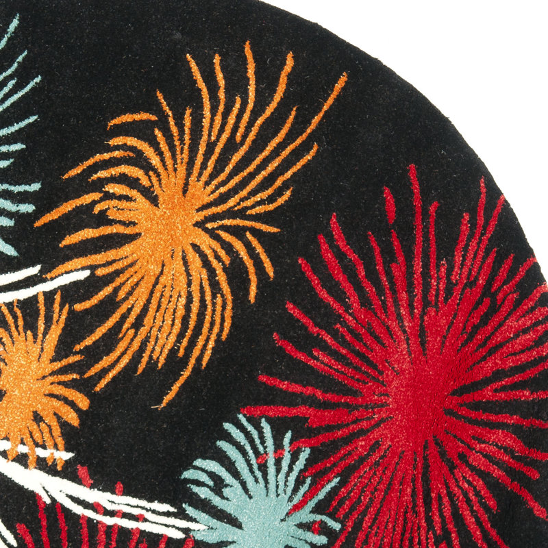 Candelo Soho Hand Tufted Wool And Viscose Floral Rug, Round 6'