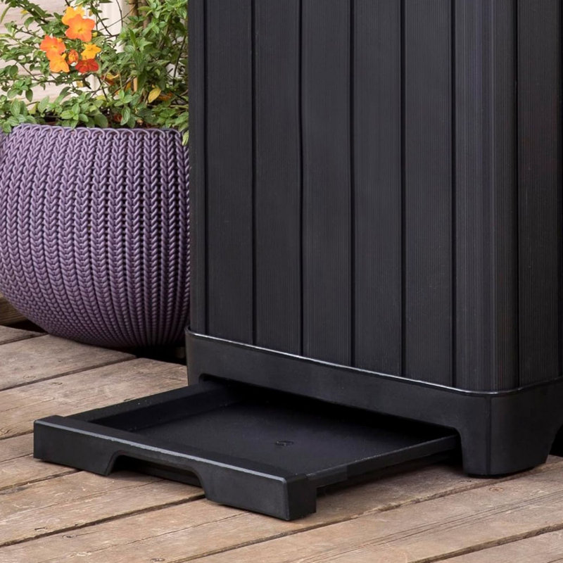 Keter Baltimore 39 Gallon Manual Lift Waste And Recycling Trash Bin With Drip Tray Made of Durable Weather-resistant Resin - Black