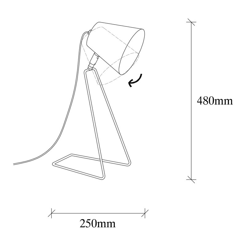 Lampe de table moderne noire, design industriel, 15,0 po x 9,8 po | Corps en métal, hauteur: 15,7 pouces, type de douille: E27 Max 40W | Éclairage durable et élégant pour la maison et le bureau, d'inspiration scandinave, classé IP20