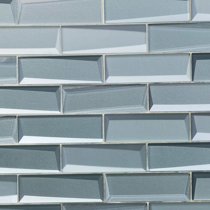Remington 2x6 Polished Glass Subway Mosaic Tile, Slate Blue