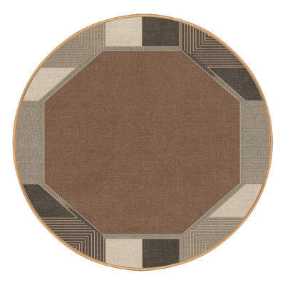 Soft Plush Eakes Classic Geometric Shapes Area Rug in Brown – LightBrown Binding
