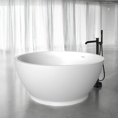 53'' Round Freestanding Soaking Solid Surface Stone Resin Bathtub