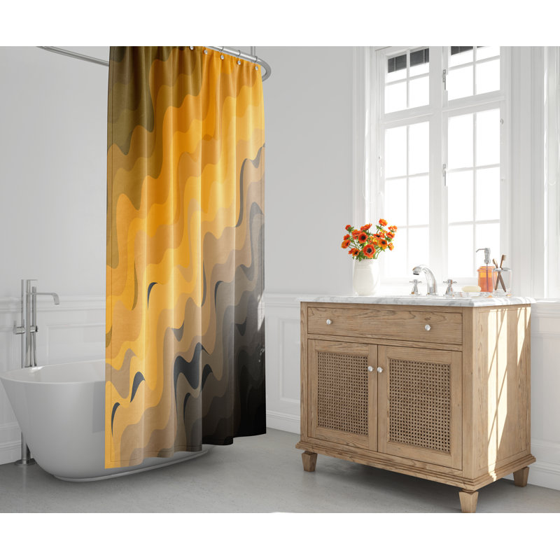 Rideau de douche Chacha Waves, Moutarde