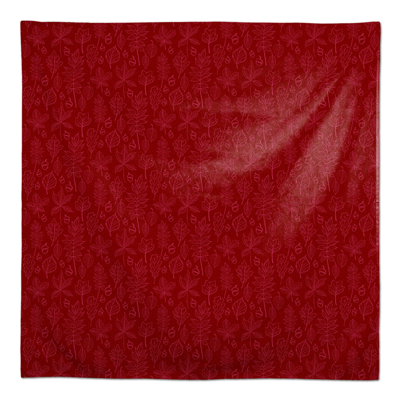 Autumn Pattern Leaves On Red 2 Tablecloth