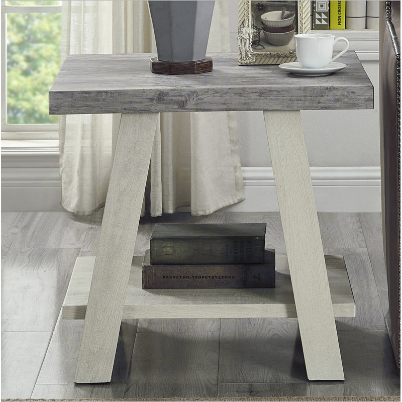 Table de bout en bois à deux tons Athens, Gris, Gris