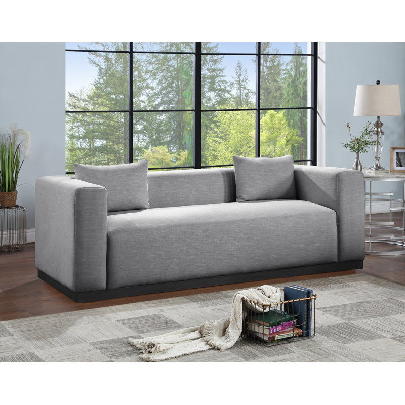 Ishaun 90.5'' Sofa, Grey Linen Textured Fabric