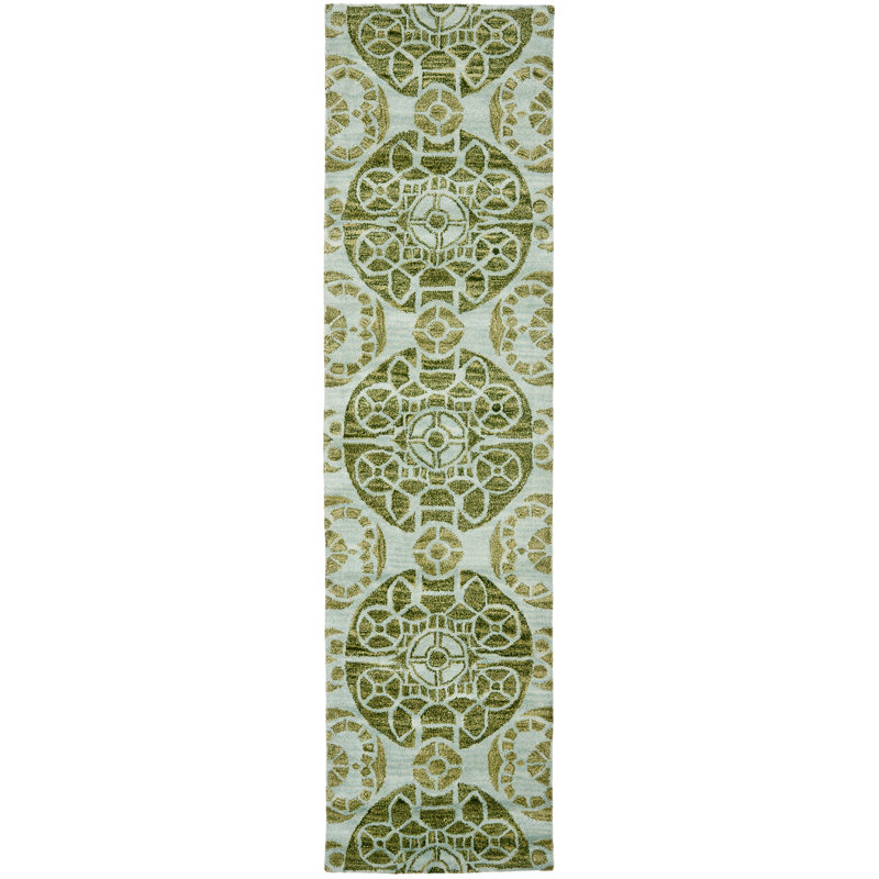 Tapis géométrique en laine / viscose touffeté à la main Eaton Wyndham, Tapis de couloir 2 pi 3 po x 11 pi
