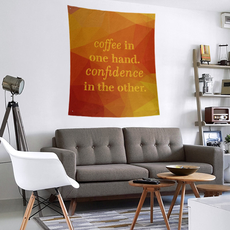 Tapisserie en polyester à faux café et à devis de confiance en polyester, H 27,5 po x l 37,5 po, Jaune ambre