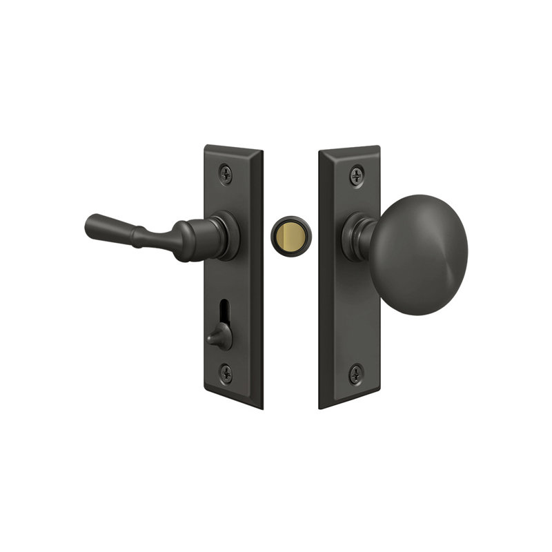 Loquet pour porte de tempête Deltana SDLS480U10B, rectangulaire, serrure tubulaire en bronze huilé, Bronze huilé