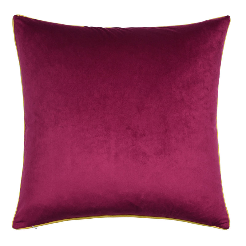 Floral Print and Maroon Velvet Double Sided Pillow