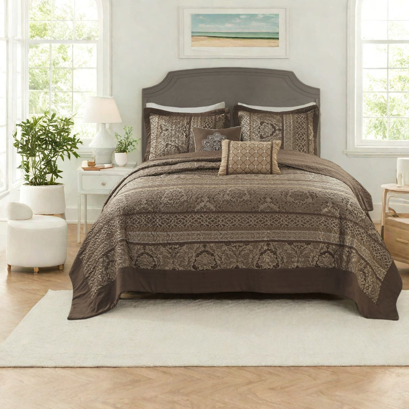 Ensembles de literie pour très grand lit luxueux, jacquard en microfibre, style maison réversible