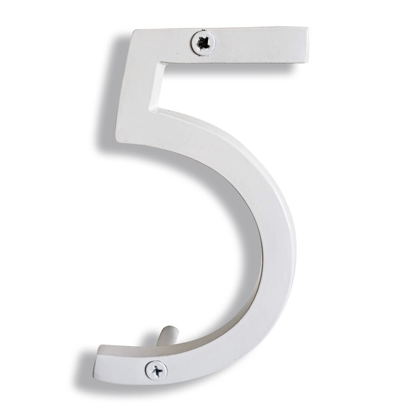 Numéro de maison en métal flottant, 6", Blanc, 5