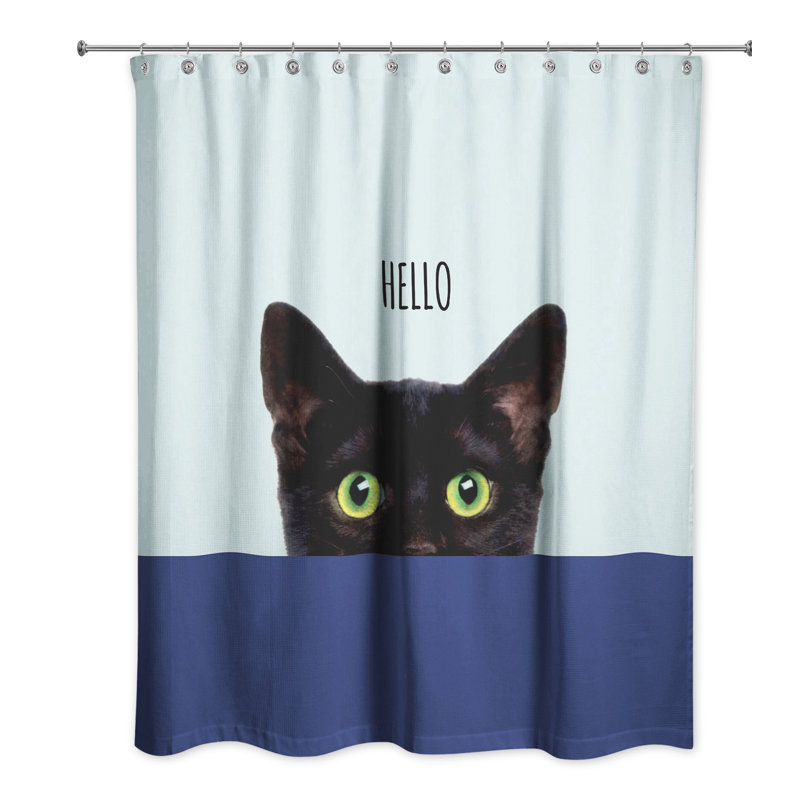 Rideau de douche simple Cats Collection, Bleu sarcelle / bleu marine