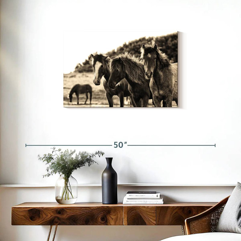 Horses Three Sepia, 20" H x 30" W