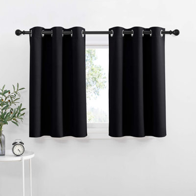 NICETOWN Blackout Small Window Valances, Rustic Farmhouse Curtains Grommet Top Thermal Insulated Window Drapes for Kitchen/Bathroom/Basement, 2 Panels.