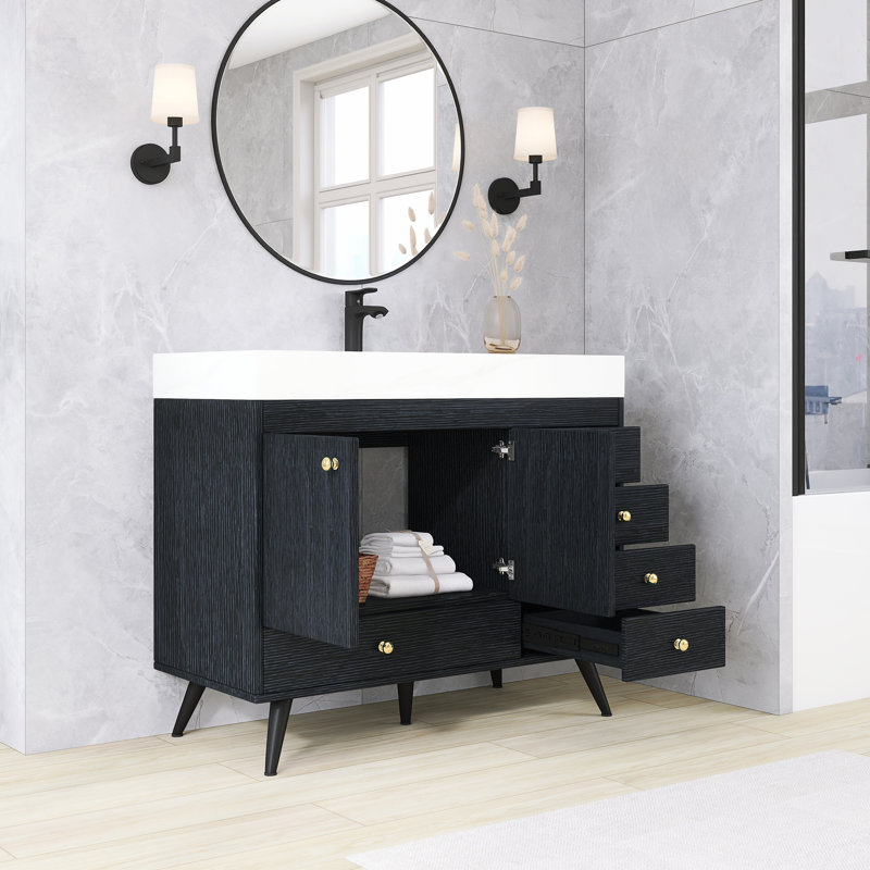 Ensemble de meuble-lavabo autoportant 36 po avec comptoir en faux marbre 36 po, Blanc