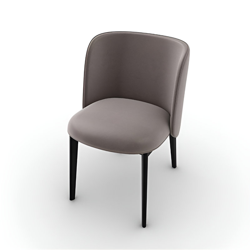 Abrey Upholstered Armchair with Wooden Base, Mud Brown, Matt Black