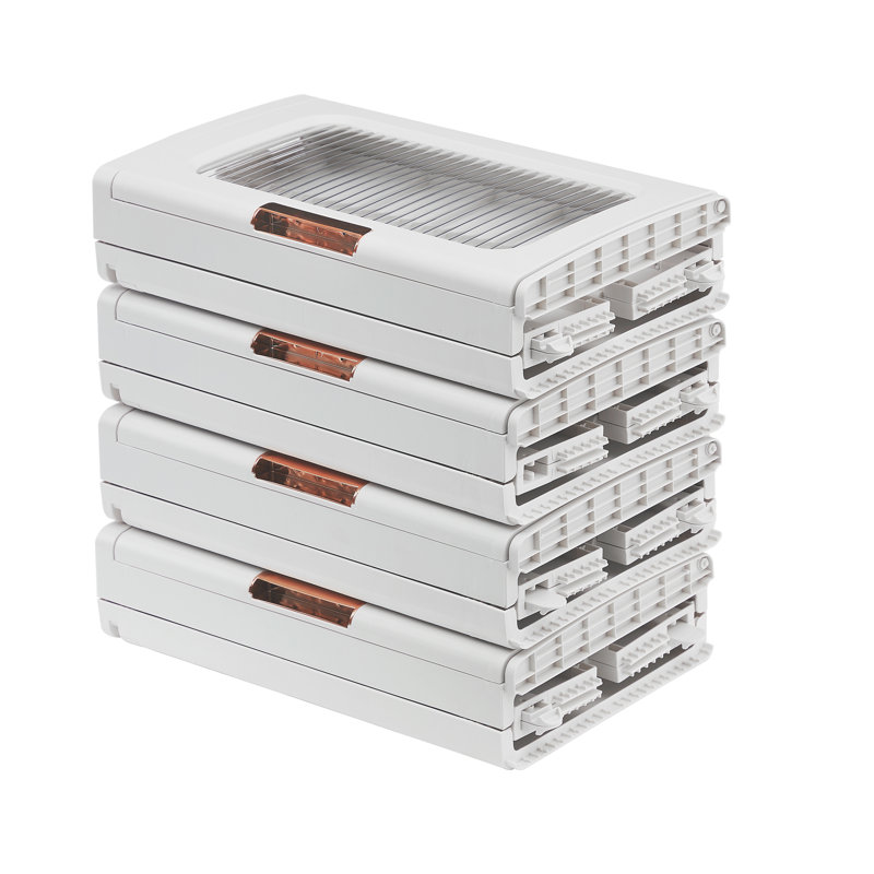 Aarn 4 Tier Folding Stackable Storage Box, Stackable Storage Drawers On Wheels, Bathroom Floor Cabinet With Doors