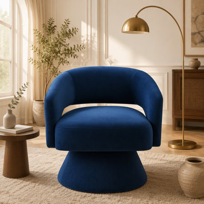 Fauteuil demi-tonneau pivotant moderne, chaises d'appoint rondes en velours pour une utilisation polyvalente dans divers espaces intérieurs