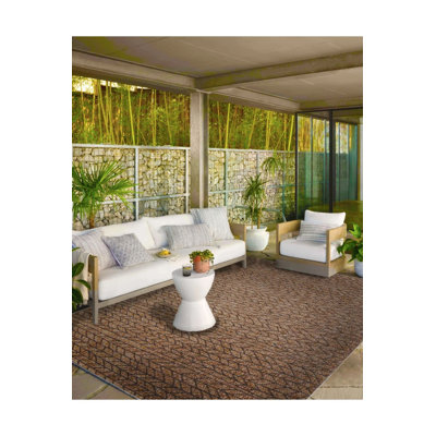 Tapis brun à rayures géométriques Washabla
