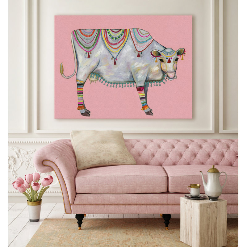 «Queen of the Pasture - Pink» par Eli Halpin, reproduction d'art sur toile tendue, H 16 po x l 20 po