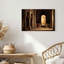 «Stone Archway Interior» avec toile rouge drapée sur une balustrade-922539156