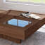 Mid Century Modern Coffee Table, Minimalist Wood Veneer Coffee Table With Multifunctional Storage For Living Room, 39.37'', Walnut