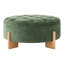 Repose-pieds rond capitonné 32 po avec pieds en bois massif, table basse moderne avec boutons capitonnés, lignes passepoilées, repose-pieds en chenille pour le salon-2131801798
