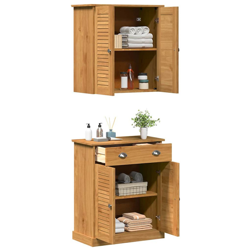 Bathroom Furniture Set With Shelf 2 Pcs 67.5 X 34 X 80 Cm, Brown