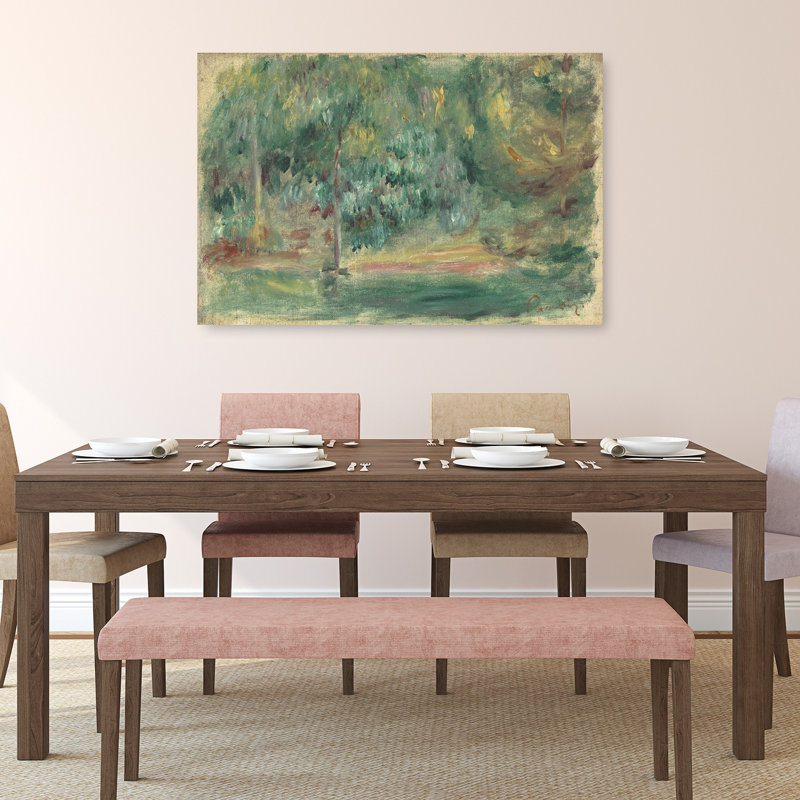 Paysage, vers 1860-1880, impression d'art mural abstrait contemporain de style impressionniste., H 32 po x l 48 po