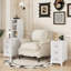 Table de bout avec 3 tiroirs, table de coin avec 2 tablettes ouvertes, table d'appoint haute pour chambre et coin, blanc
