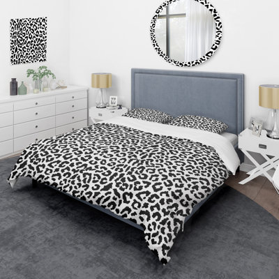 Black And White Leopard Spots Animal Print Duvet Cover